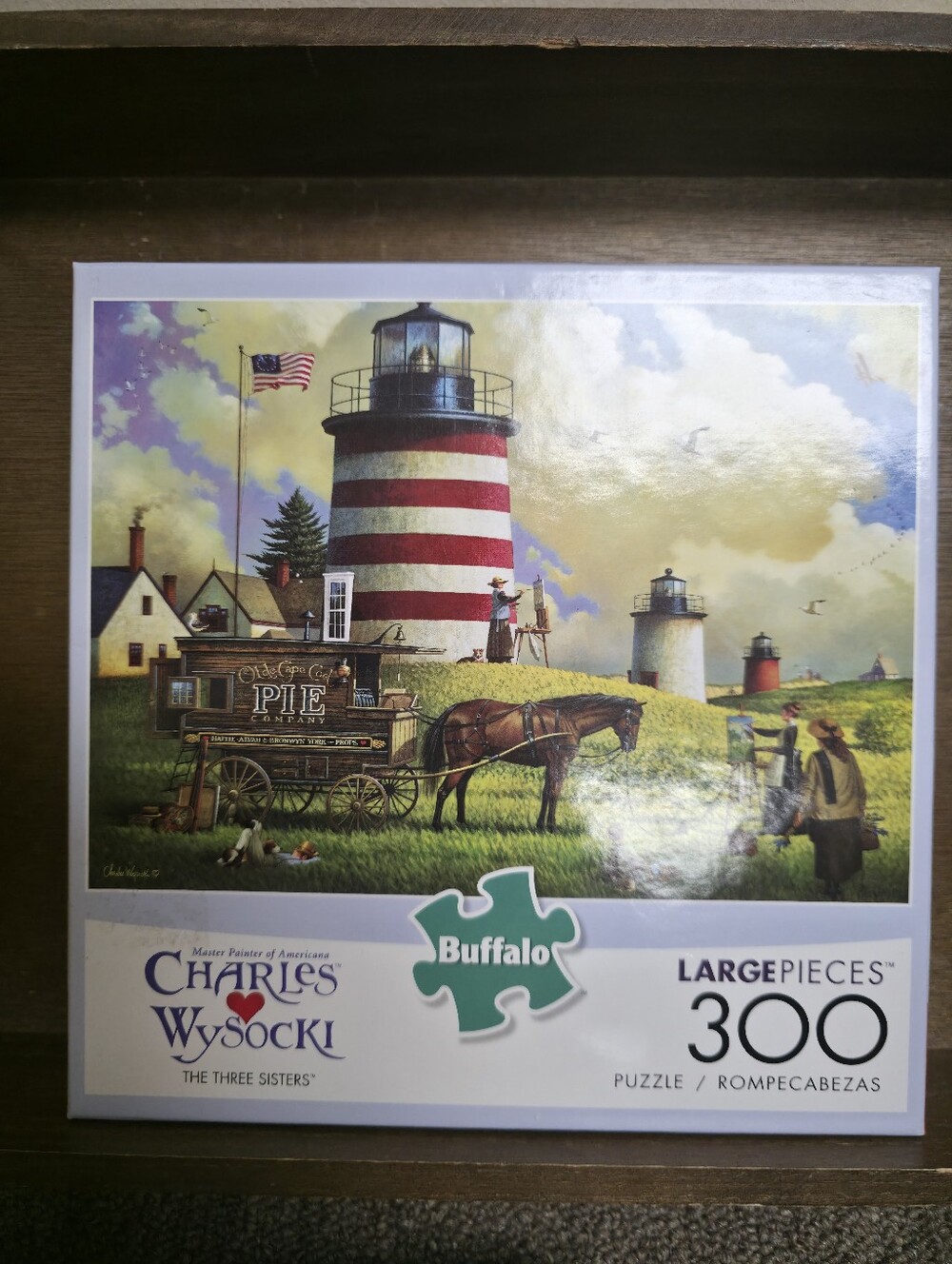 Buffalo David Bitton Red & White Lighthouse Jigsaw Puzzle